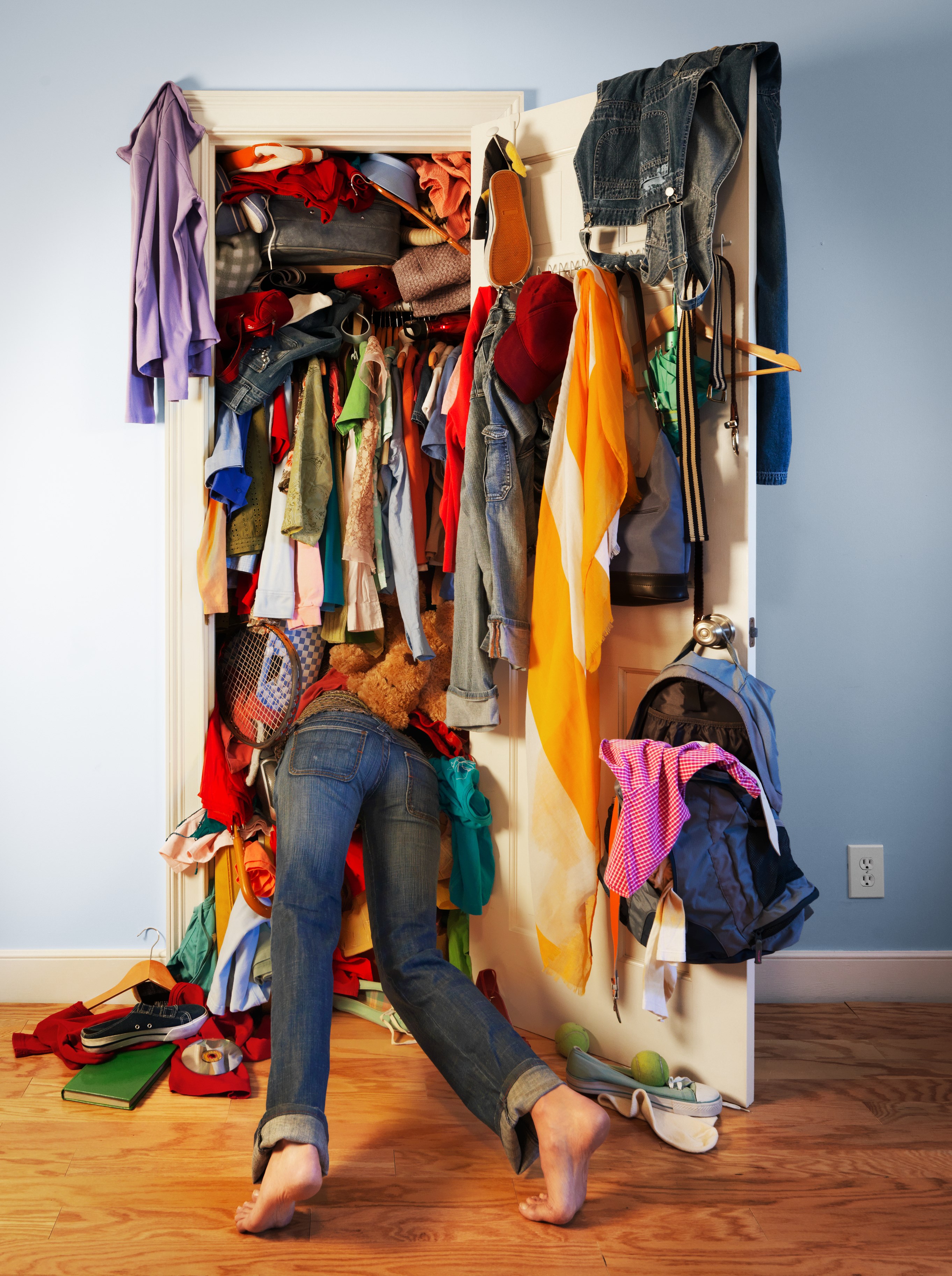 clean clothes in closet